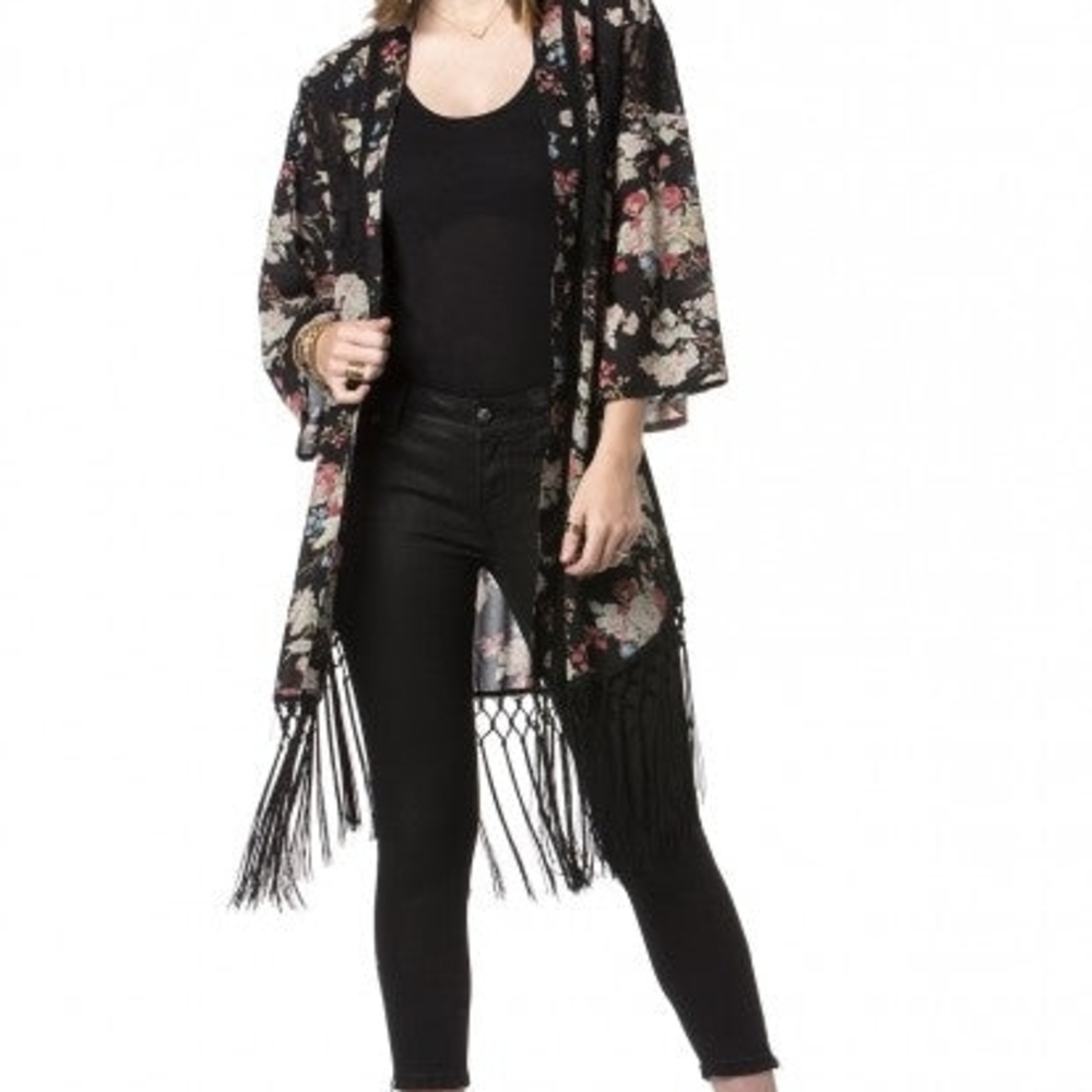Torrid Floral Kimono with Fringe